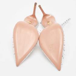 Pre Owned Aquazzura Silver PVC Stardust Embellished Slingback Pumps Size 38