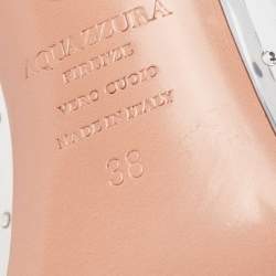 Pre Owned Aquazzura Silver PVC Stardust Embellished Slingback Pumps Size 38