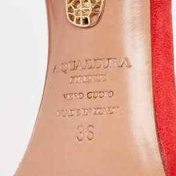 Pre Owned Aquazzura Red Suede Wild Thing Sandals Size 36