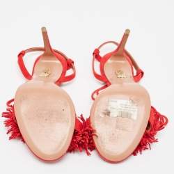 Pre Owned Aquazzura Red Suede Wild Thing Sandals Size 36