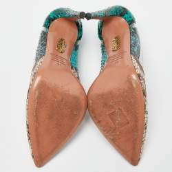 Pre Owned Aquazzura Multicolor Watersnake Leather and PVC Pointed Toe Pumps Size 38