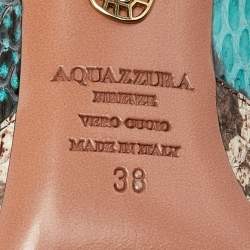 Pre Owned Aquazzura Multicolor Watersnake Leather and PVC Pointed Toe Pumps Size 38