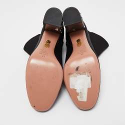 Pre Owned Aquazzura Black Satin Party Embellished Heel Ankle Boots Size 41