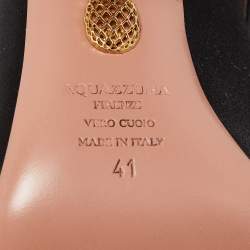 Pre Owned Aquazzura Black Satin Party Embellished Heel Ankle Boots Size 41