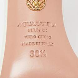 Pre Owned Aquazzura White Leather and PVC Ankle Strap Sandals Size 38.5