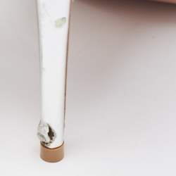 Pre Owned Aquazzura Silver Leather and  PVC Crystal Embellished Temptation Sandals Size 38.5