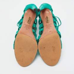 Aquazzura Green Suede Amazon Lace Up Sandals Size 38