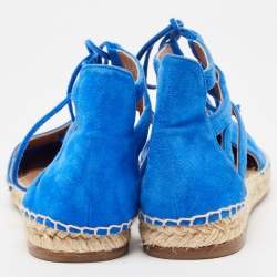 Aquazzura Blue Suede Strappy Espadrille Sandals Size 38