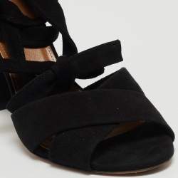 Pre Owned Aquazzura Black Suede Tarzan Sandals Size 36.5