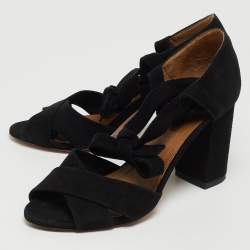 Pre Owned Aquazzura Black Suede Tarzan Sandals Size 36.5