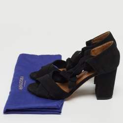 Pre Owned Aquazzura Black Suede Tarzan Sandals Size 36.5