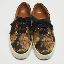 Aquazzura Multicolor Brocade Fabric Low Top Sneakers Size 36.5 