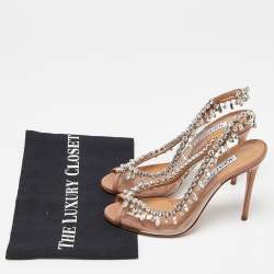 Pre Owned Aquazzura Beige Leather and PVC Temptation Slingback Pumps Size 36