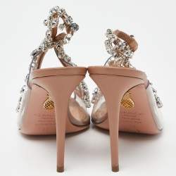 Pre Owned Aquazzura Beige Leather and PVC Temptation Slingback Pumps Size 36