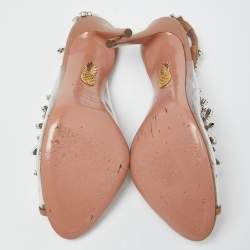 Pre Owned Aquazzura Beige Leather and PVC Temptation Slingback Pumps Size 36