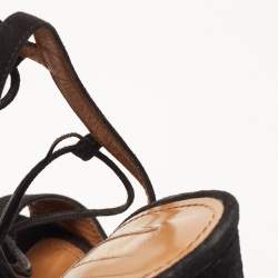 Aquazzura Black Suede Ankle Strap Platform Sandals Size 38 