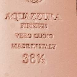 Pre Owned Aquazzura Beige Suede Crystal Slide Flats Size 38.5