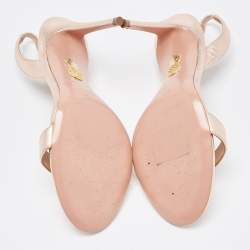 Pre Owned Aquazzura Rose Gold Leather So Nude Sandals Size 35