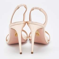 Pre Owned Aquazzura Rose Gold Leather So Nude Sandals Size 35
