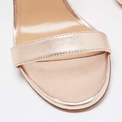 Pre Owned Aquazzura Rose Gold Leather So Nude Sandals Size 35