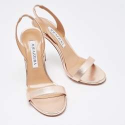 Pre Owned Aquazzura Rose Gold Leather So Nude Sandals Size 35