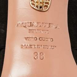 Pre Owned Aquazzura Black Studded Suede Rebel Cutout Ankle Wrap Sandals Size 38