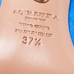 Pre Owned Aquazzura Blue Suede Pointed Toe Ankle Wrap Pumps Size 37.5