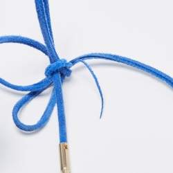 Pre Owned Aquazzura Blue Suede Pointed Toe Ankle Wrap Pumps Size 37.5