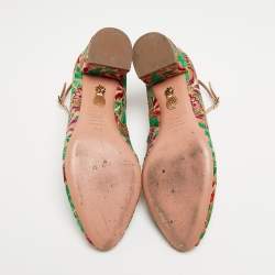 Pre Owned Aquazzura Multicolor Leather and Mesh Embroidered Christy Pumps Size 36.5