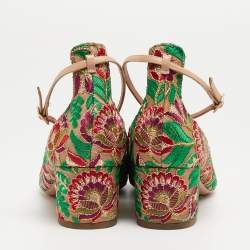 Pre Owned Aquazzura Multicolor Leather and Mesh Embroidered Christy Pumps Size 36.5