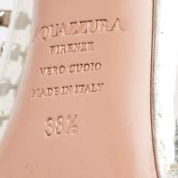 Pre Owned Aquazzura Silver PVC And Leather Temptation Crystal Slingback Pumps Size 38.5