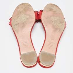 Aquazzura Red Suede Wild Thing Flat Slides Size 38.5