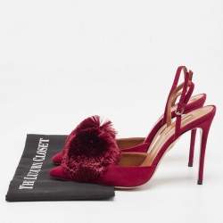 Pre Owned Aquazzura Burgundy Suede Powder Puff Pointed Toe Slingback Pumps Size 38