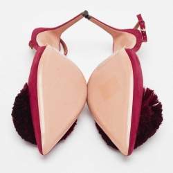 Pre Owned Aquazzura Burgundy Suede Powder Puff Pointed Toe Slingback Pumps Size 38