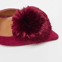 Pre Owned Aquazzura Burgundy Suede Powder Puff Pointed Toe Slingback Pumps Size 38