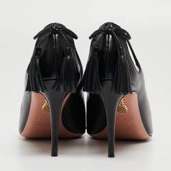 Pre Owned Aquazzura Black Leather Forever Marilyn Pumps Size 37.5
