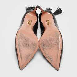 Pre Owned Aquazzura Black Leather Forever Marilyn Pumps Size 37.5