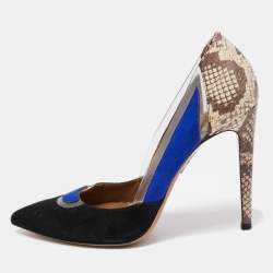 Aquazzura Multicolor Suede, PVC and Python Fearless Pumps Size 37.5