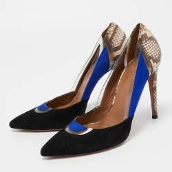 Aquazzura Multicolor Suede, PVC and Python Fearless Pumps Size 37.5