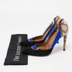 Aquazzura Multicolor Suede, PVC and Python Fearless Pumps Size 37.5