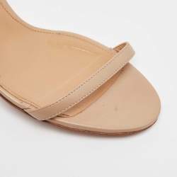 Pre Owned Aquazzura Beige Leather Livia Ankle Tie Sandals Size 38