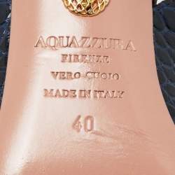 Pre Owned Aquazzura Navy Blue Crocodile Slingback Pumps Size 40