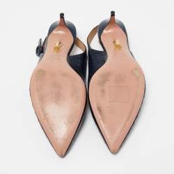 Pre Owned Aquazzura Navy Blue Crocodile Slingback Pumps Size 40