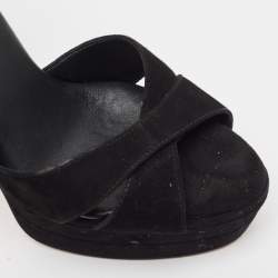 Pre Owned Aquazzura Black Suede Ankle Strap Sandals Size 38