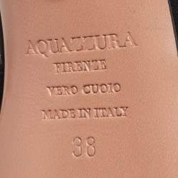 Pre Owned Aquazzura Black Suede Ankle Strap Sandals Size 38