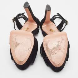 Pre Owned Aquazzura Black Suede Ankle Strap Sandals Size 38