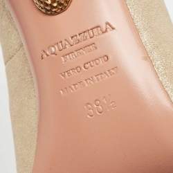 Pre Owned Aquazzura Gold/Gold Suede Dolce Vita Pointed Toe  Pumps Size 38.5