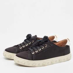 Aquazzura Black Satin L.A Low Top Sneakers  Size 38