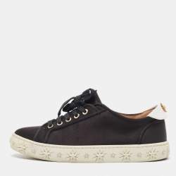 Aquazzura Black Satin L.A Low Top Sneakers  Size 38