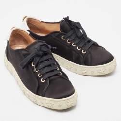 Aquazzura Black Satin L.A Low Top Sneakers  Size 38